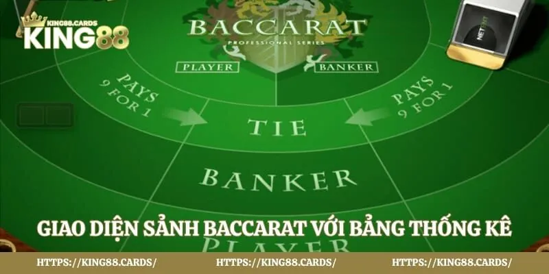 Giao diện sảnh baccarat với bảng thống kê 